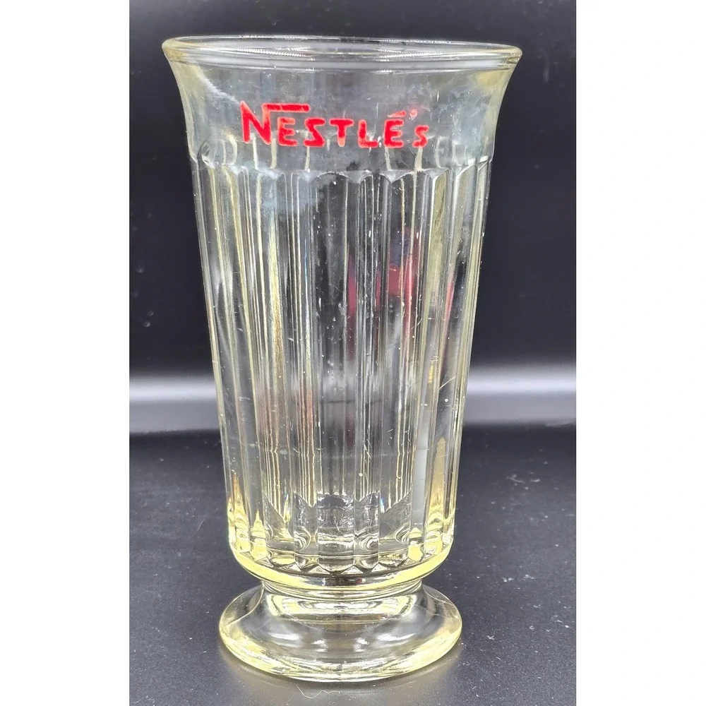 Vintage Nestle Old‎ Fashioned Parfait Soda Fountain Glass Ribbed Footed  1950's